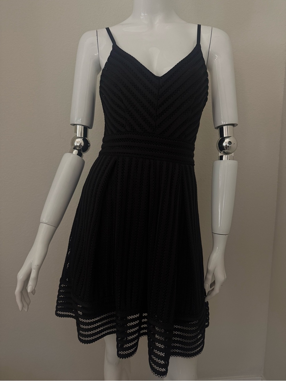 Haute Monde Black Mini Dress with V-Neck Spaghetti Straps